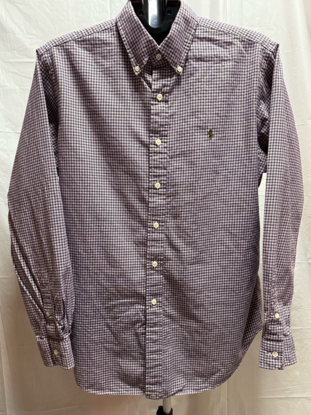 Ralph Lauren Classic Fit Purple Plaid Button Down Shirt Mens Large